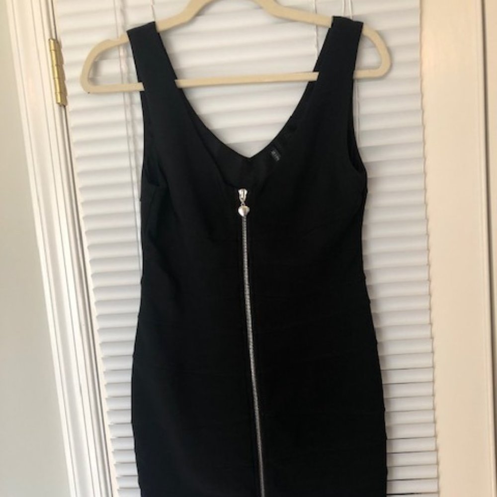 Black Front-Zip Bandage Dress - ZINGA (L)
